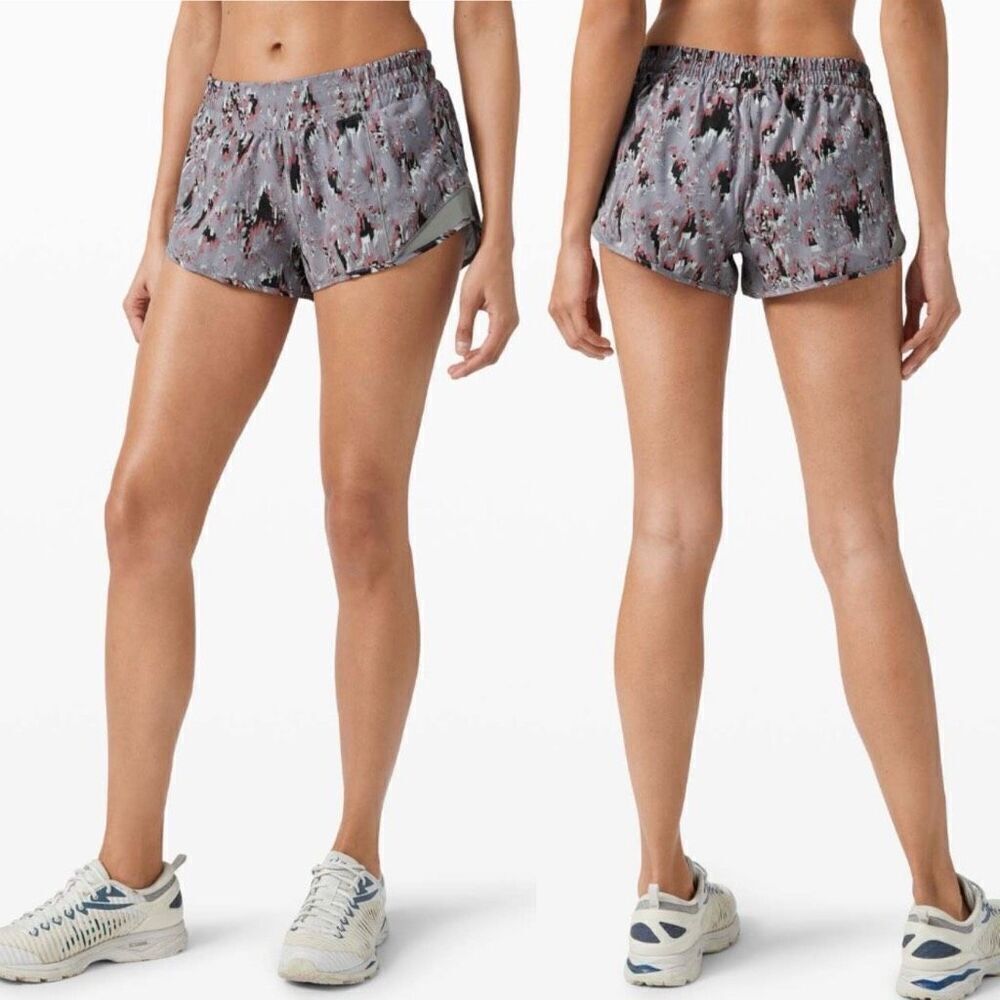 Lululemon Hotty Hot Short II *2.5"' Floral Flux Multi/Raceway Grey Running Gym 8